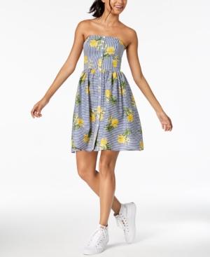 Be Bop Juniors' Strapless Fit & Flare Shirtdress