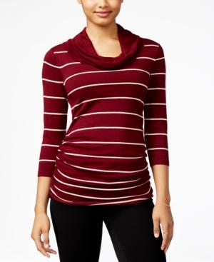 Pink Rose Juniors' Striped Cowl-neck Fine Gauge Sweater