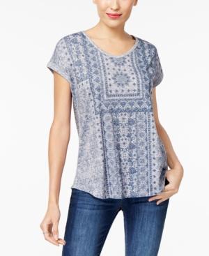Style & Co Graphic Shirttail-hem Top, Created For Macy's