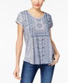 Style & Co Graphic Shirttail-hem Top, Created For Macy's
