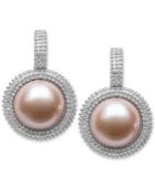 Sterling Silver Earrings, Pink Cultured Freshwater Pearl (10mm) Earrings