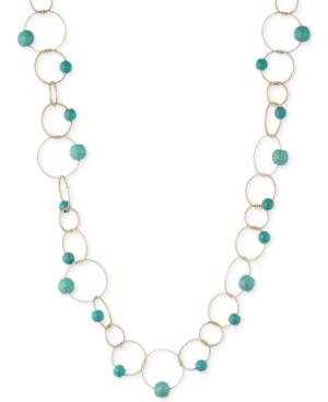 Anne Klein Gold-tone Interlocked Link Beaded Collar Necklace
