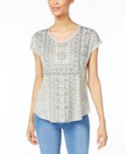 Style & Co Printed V-neck T-shirt, Created For Macy's