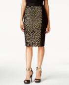 Thalia Sodi Faux-fur-trim Printed Pencil Skirt, Only At Macy's
