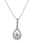 Diamond Teardrop Pendant Necklace (1/3 Ct. T.w.) In 14k White Gold