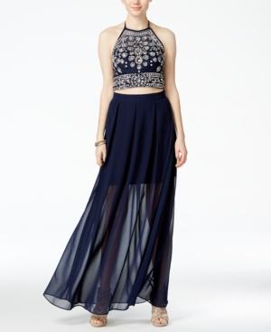 B Darlin Juniors' Embellished Halter Two-piece Dress