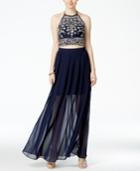 B Darlin Juniors' Embellished Halter Two-piece Dress