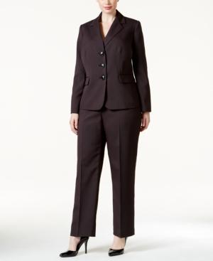 Le Suit Plus Three-button Pinstriped Pantsuit