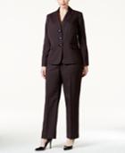 Le Suit Plus Three-button Pinstriped Pantsuit