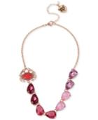 Betsey Johnson Rose Gold-tone Ombre Pear-shape Crystal Crab Necklace