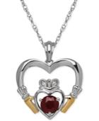 Ruby (5/8 Ct. T.w.) And Diamond Accent Heart Pendant Necklace In Sterling Silver And 14k Gold