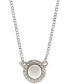 Givenchy 16 Silver-tone Crystal Accented Pearl Necklace