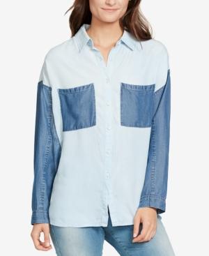 William Rast Colorblocked Chambray Shirt
