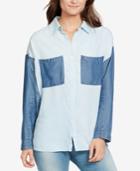 William Rast Colorblocked Chambray Shirt