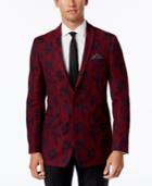 Tallia Men's Slim-fit Red/black Floral-print Sport Coat