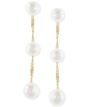 Effy Cultured Freshwater Pearl Triple Drop Earrings In 14k Yellow, White Or Rose Gold (5mm)