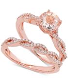 Love Rocks Bridal Morganite (1-1/4 Ct. T.w) & Diamond (3/8 Ct.t.w) Bridal Set In 14k Rose Gold