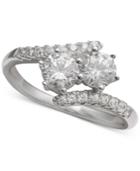 Giani Bernini Cubic Zirconia Bypass Two Stone Ring In Sterling Silver