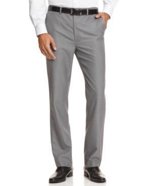 Calvin Klein Body Flat-front Sharkskin Slim-fit Dress Pants