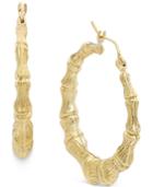 Bamboo Hoop Earrings In 10k Gold