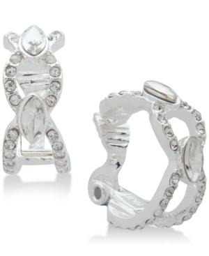 Anne Klein Rose Crystal Clip-on Hoop Earrings