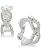 Anne Klein Rose Crystal Clip-on Hoop Earrings