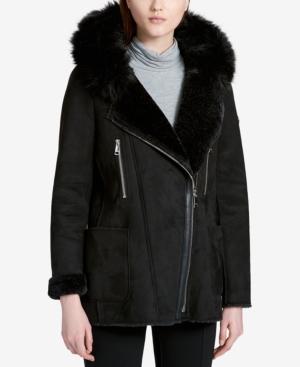Calvin Klein Faux-shearling Asymmetrical Coat