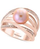 Pearl By Effy Pink Cultured Freshwater Pearl (9mm) & Diamond (1/6 Ct. T.w.) Ring