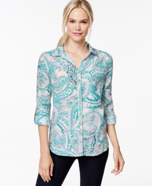 Charter Club Linen Paisley-print Shirt, Only At Macy's