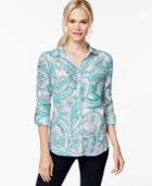 Charter Club Linen Paisley-print Shirt, Only At Macy's