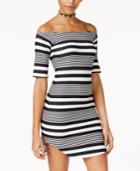 Planet Gold Juniors' Striped Off-the-shoulder Bodycon Dress
