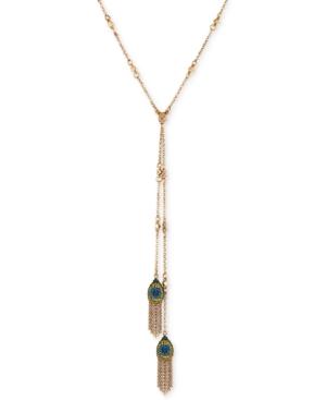 Lucky Brand Gold-tone Peacock-inspired Lariat Necklace