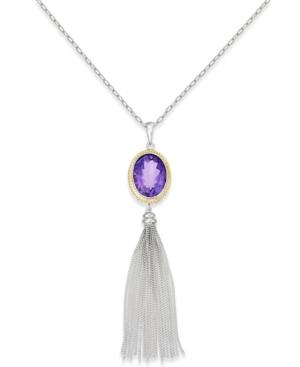 Amethyst Tassel Lariat Necklace (9 Ct. T.w.) In Sterling Silver With 14k Gold Accents