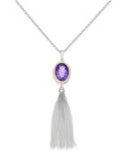 Amethyst Tassel Lariat Necklace (9 Ct. T.w.) In Sterling Silver With 14k Gold Accents