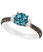 Le Vian Blue And Chocolate Diamond (5/8 Ct. T.w.) And Diamond Accent Ring In 14k White Gold
