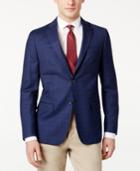 Dkny Men's Slim-fit Dark Blue Check Jacket