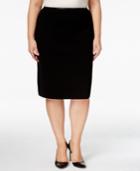 Calvin Klein Plus Size Faux-leather-trim Pencil Skirt