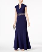 Alex Evenings Embellished Split-neck Gown