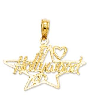 14k Gold Charm, I Heart Hollywood Star Charm