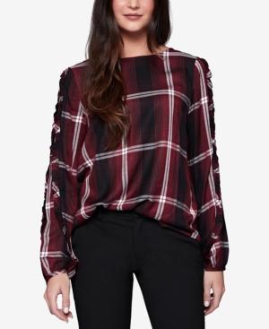 Sanctuary Josie Ruffled-sleeve Plaid Top
