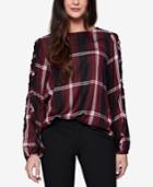 Sanctuary Josie Ruffled-sleeve Plaid Top
