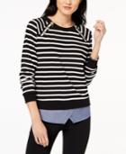 Tommy Hilfiger Striped Layered-look Sweater, Created For Macy's