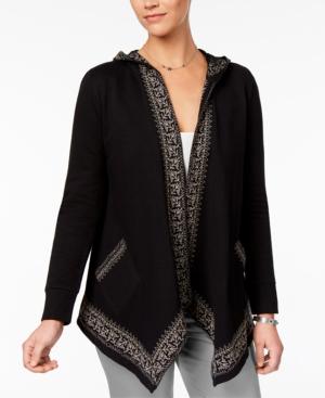 Style & Co Embroidered French Terry Cardigan, Created For Macy's