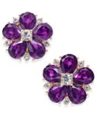 Charter Club Gold-tone Crystal & Stone Flower Stud Earrings, Created For Macy's