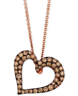 Le Vian Chocolatier Chocolate Diamond Heart Pendant Necklace (1/2 Ct. T.w.) In 14k Rose Gold