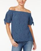 Miss Chievous Juniors' Off-the-shoulder Lace Top