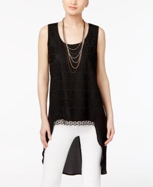 August Silk Lace-front High-low Blouse
