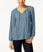 Style & Co. Petite Crochet-trim Peasant Top, Only At Macy's