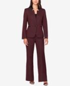 Tahari Asl Faux-leather-trim Herringbone Pantsuit