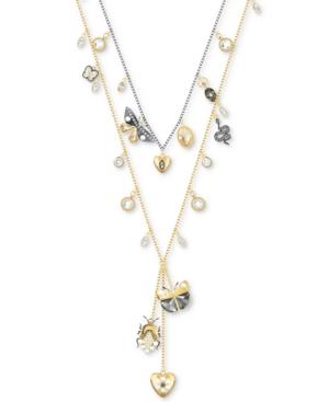 Swarovski Two-tone Crystal & Imitation Pearl Charm 14-4/5 Magnetic Double-layer Necklace
